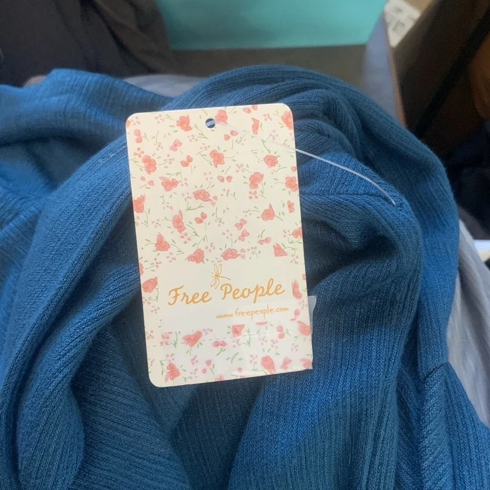 New Free People Sundown Dress Small Teal‎ Mini Cowl Neck Gathered Skirt